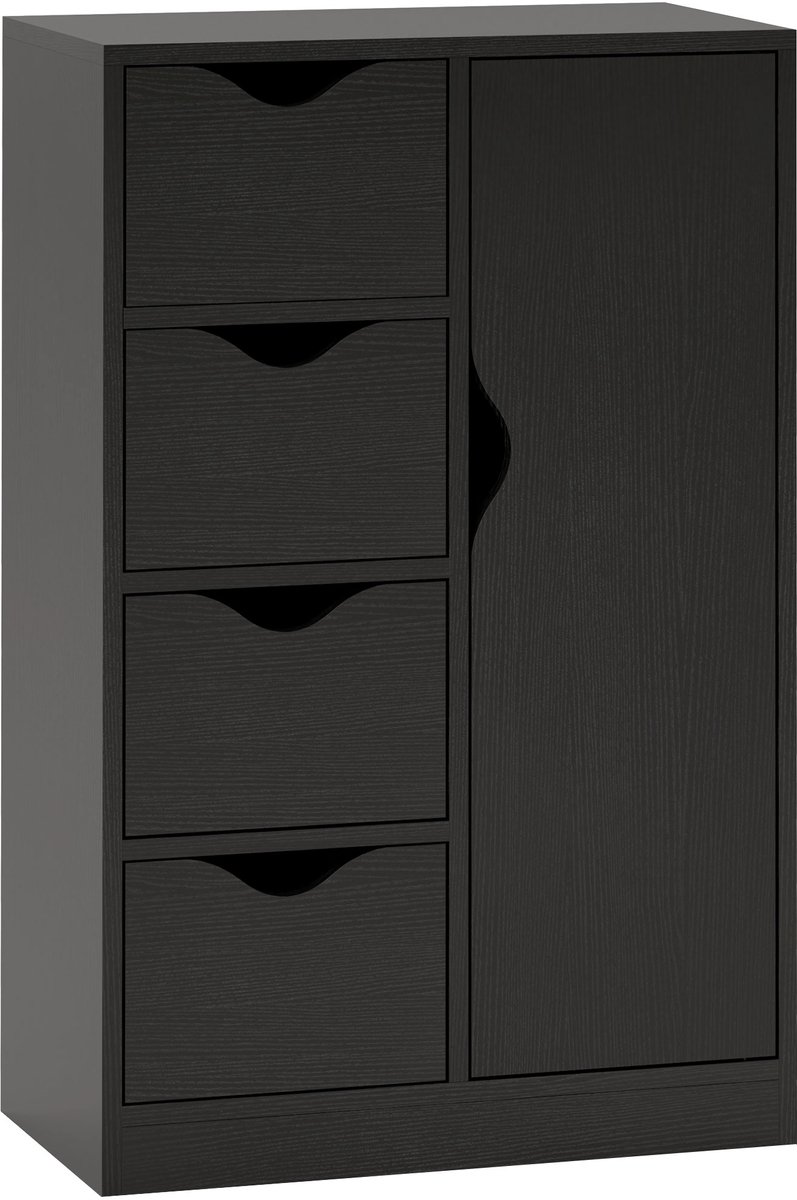 HOMCOM-Badkamerkast-54x29x83cm-Spaanplaat-Zwart