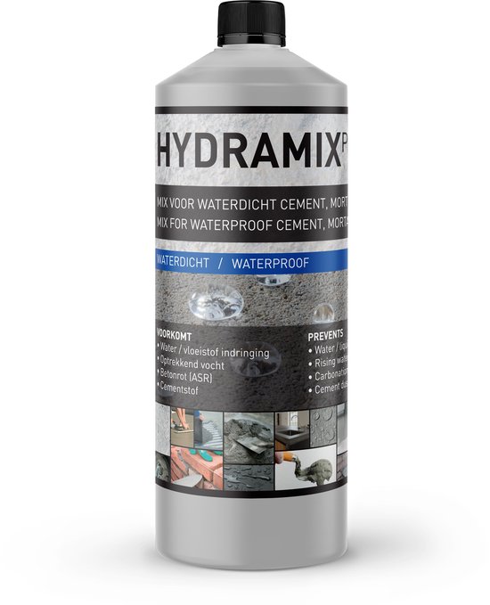 Cementmix additief - Waterdicht cement - Waterdicht beton - Voegen waterdicht maken - Nano coating - Hydramix Pro - 1 L