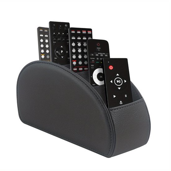 Organiseur de Télécommandes - 5 compartiments - Support de télécommande - Similicuir - Universel - Pour télécommande TV, chauffage, lecteur multimédia, pinceau de maquillage - Zwart