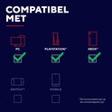 Compatibiliteitsschema: PC, PlayStation, Xbox zijn groen gemarkeerd. Switch en Mobiel zijn grijs.