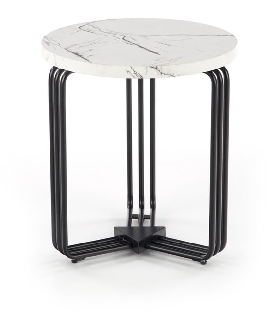 Ginhow salontafel rond met glas zwart, glas tafel rond set van 2