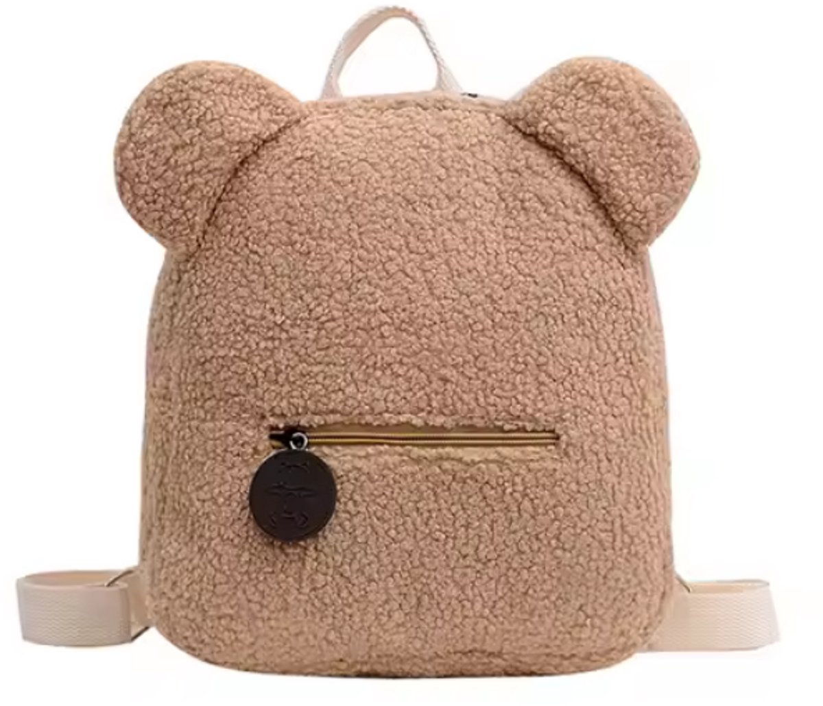 ZOETTT teddy rugzak kids - Beige - Schooltas - Teddy stof - 10 liter - Baby - Peuter - Kleuter