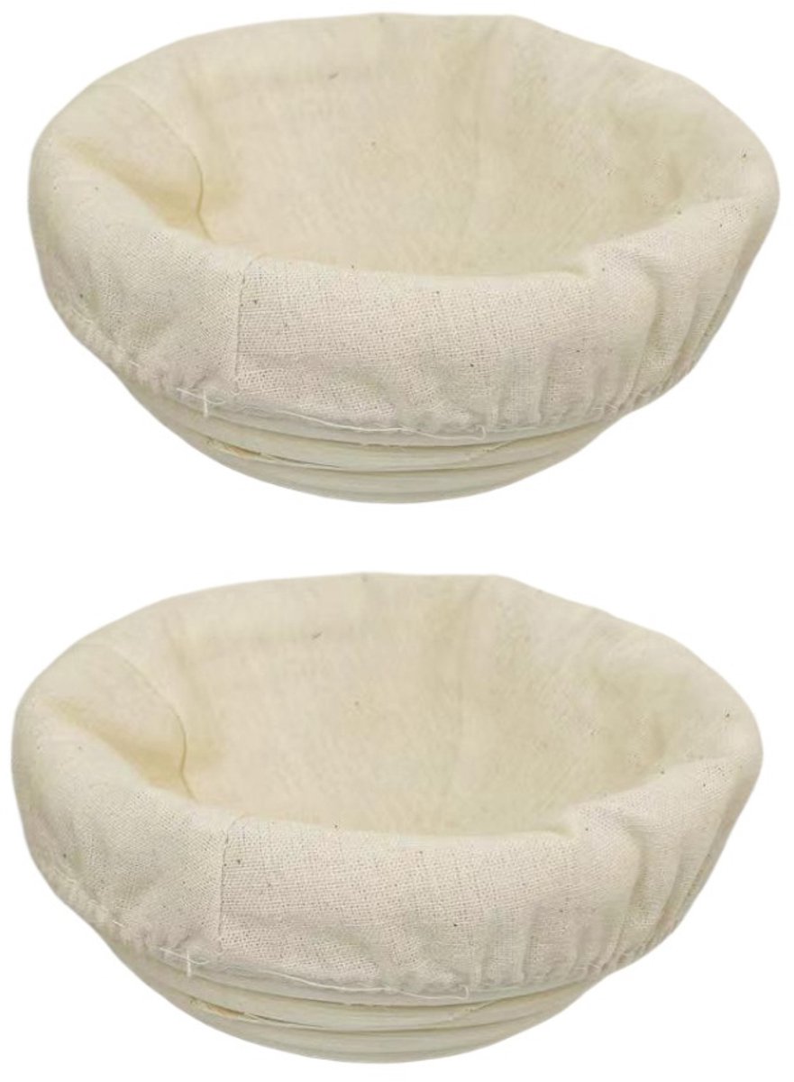 EXCITAT Rijsmand - Rijsmandje broodbakken - Ronde Deegrijskom - Voor Zuurdesembrood - Thuis Zuurdesem Bakken - 20 cm - 2 Stuks