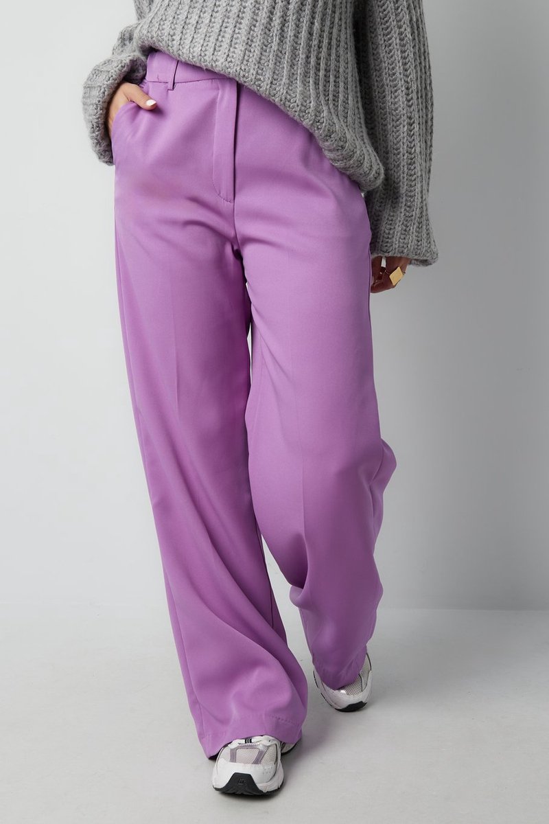 Yehwang - Gimme - comfort - broek - chino - flair - Lila - paars - Maat S