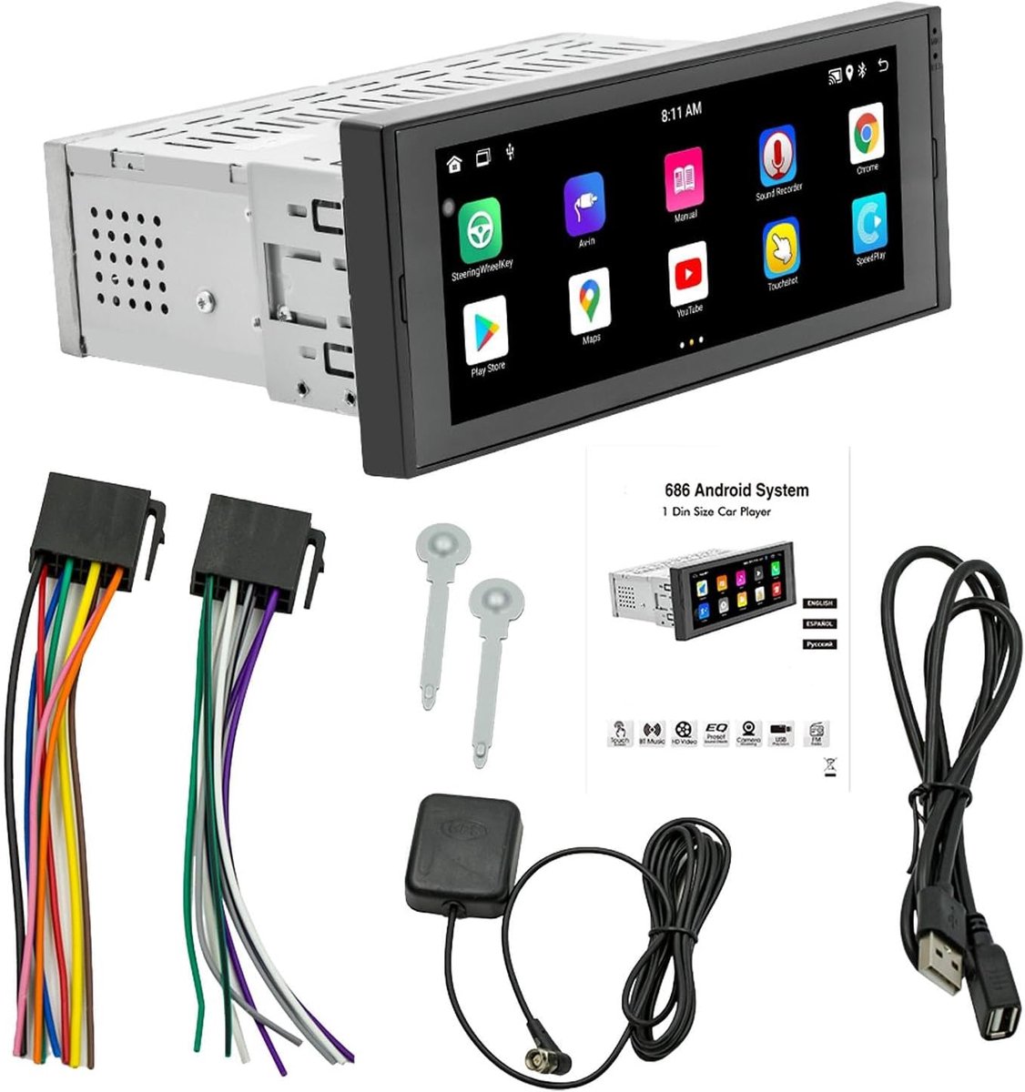 Auto-tv-radio, auto-multimediaspeler - auto-multimediascherm met achteruitrijcamera - 6,86 inch algemene navigatie, auto-audio-ontvangers mediaspeler