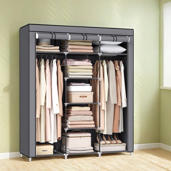 Songmics kledingkast XL - metalen frame - stof - opvouwbaar - met