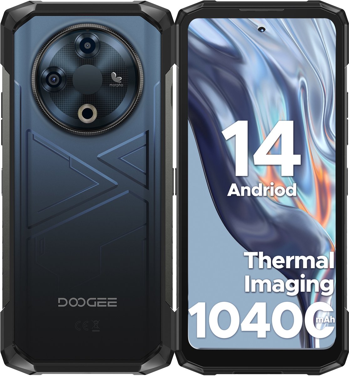 DOOGEE Fire 6 Thermisch ontgrendeld 4G robuuste smartphone 6,56" Batterij 10400 mAh 16GB + 256GB 50MP + 8MP,Blauw