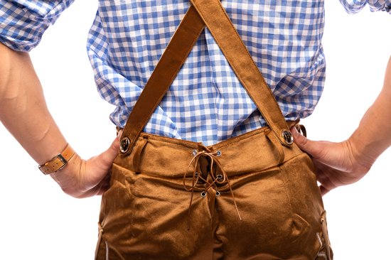 Samex® - Lederhosen homme + chemisier - Costume complet Oktoberfest homme - Lederhosen court - Déguisement homme - Déguisements - Marron/ Blauw - Taille M