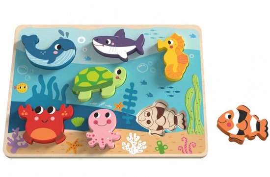 TOOKY TOY - Montessori Houten Puzzel Zee Wereld 7-delig van Tooky Toy — afbeelding 3