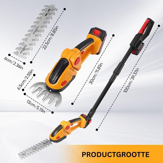 Telescopische Snoeischaar - Mini Kettingzaag - Heggenschaar - Takkenschaar - Takkenzaag - Elektrische Snoeizaag met Accu - Oranje van Merkloos	 — afbeelding 2