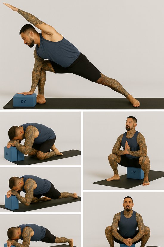 DV - Blauw - Yoga Blok - Lichtgewicht - EVA Foam - Ondersteuning bij Yoga & Pilates - Antislip - Voor Beginners & Gevorderden van Merkloos — afbeelding 2