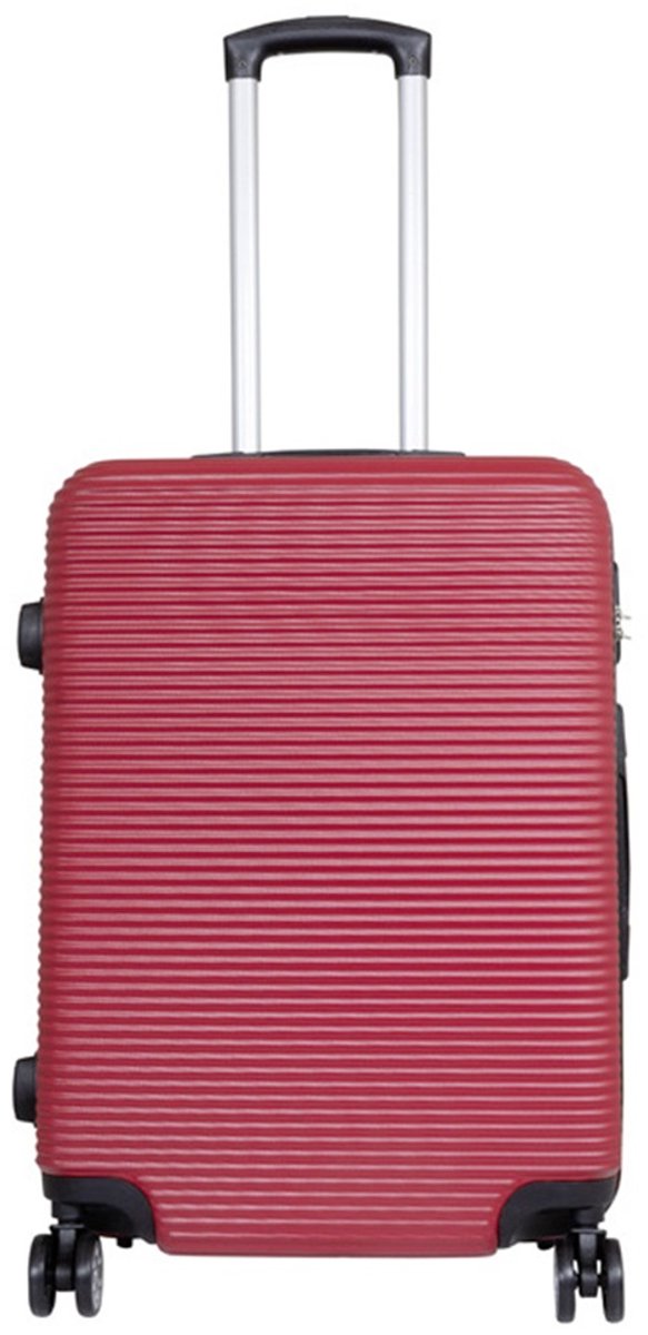 Koffer Malaga maat M - Reiskoffer met cijferslot op 4 dubbele zwenkwielen - Stevig ABS - Rood - ca 66x46x27 cm