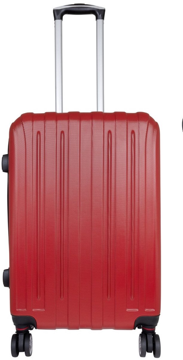 Koffer Dallas maat M - Reiskoffer met cijferslot en op 4 dubbele zwenkwielen - Stevig ABS - 66 Liter - Rood - ca 66x44x25 cm