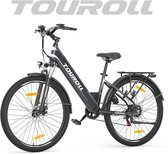 Touroll J1 ST 27,5 inch Trekking Bike met 250W Motor, 36V 15.6Ah Batterij, Max 100km Bereik, 1.8" LCD Display Shimano 7-Speed Schijfrem - Zwart