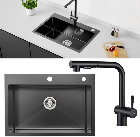 Bar Gootstenen Gouden Ronde Enkele Kom 304 Rvs Spoelbak met Grote Bocht Kraan & Afvoer Mand Top Mount Of Undermount