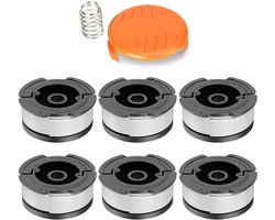Maaidraad - 6 Stuks - trimmerdraad - Reserve draden - draadspoelen - voor Black Decker, Bekasa AF-100-3ZP en A6481 - lengte 30 ft - voor Vervangt spoelen uit de GL280-, GLC1825N - serie met doppen en veren - wit
