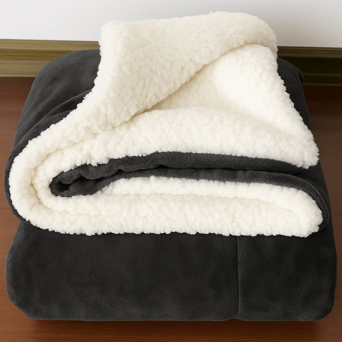 Wolken fleece deken 150x200 cm – Luxe, extra zacht & warm – Voor bank en bed – Donkergrijs