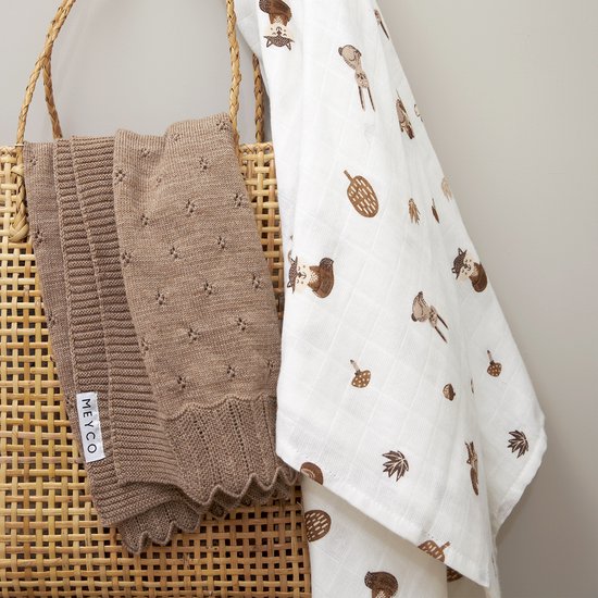 Meyco Baby Forest Animals swaddle - 2-pack - hydrofiel - toffee - 120x120cm van Meyco Baby — afbeelding 4
