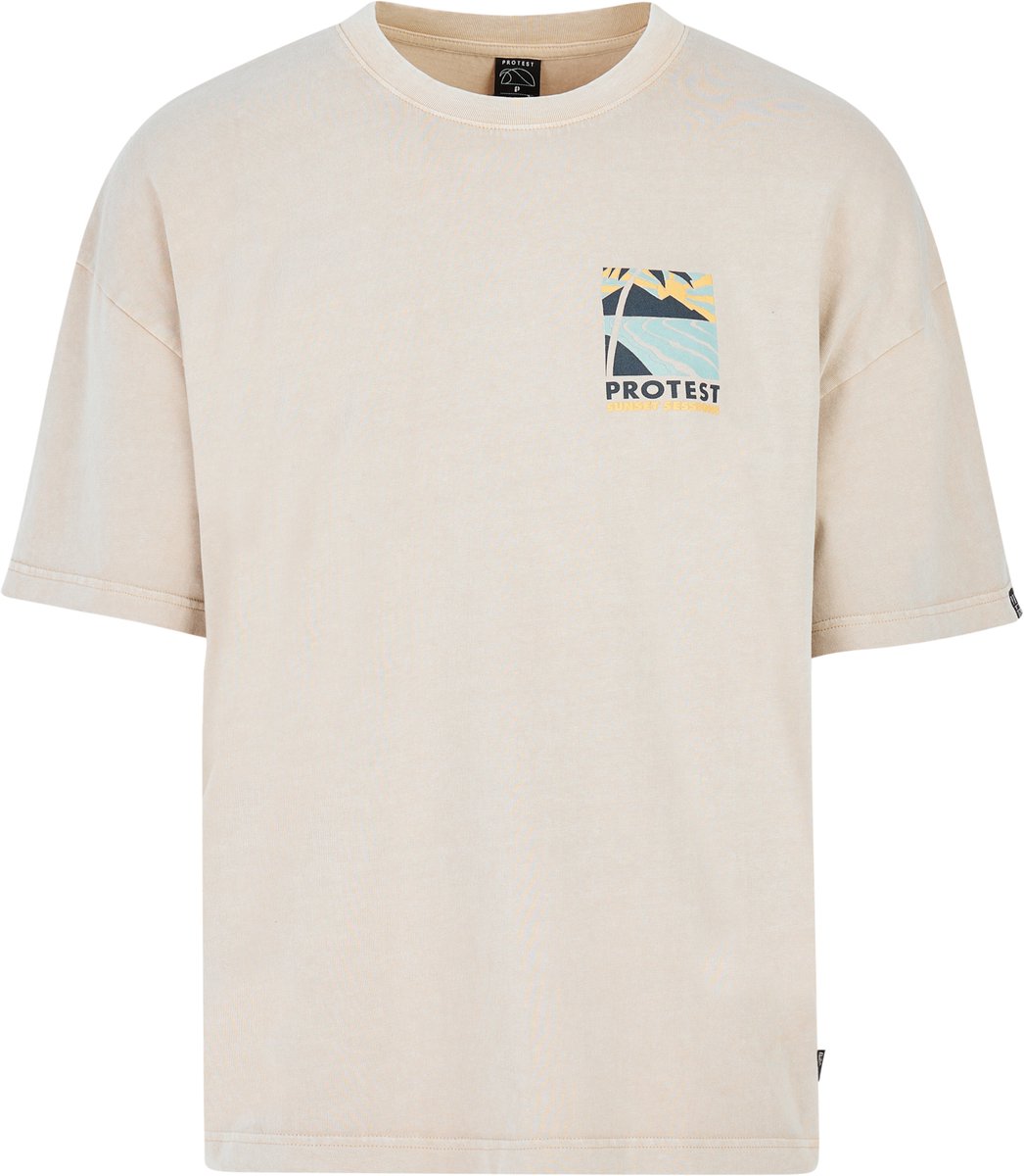 Protest Prtatlin T shirt Heren Korte mouwen Ronde hals Loose fit Beige