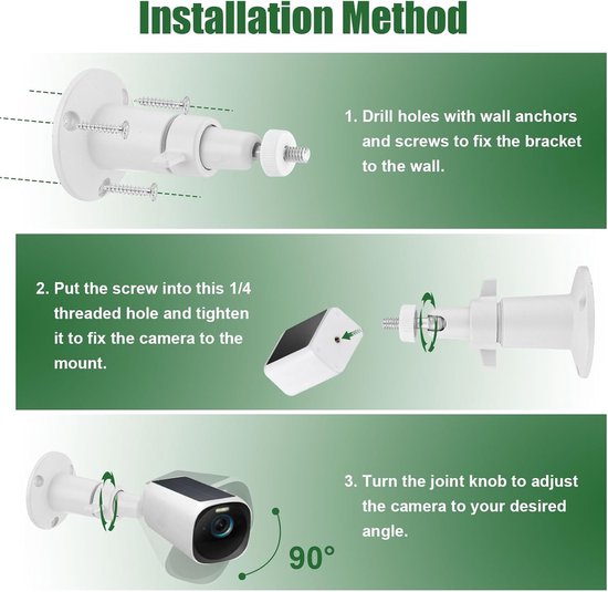 2pcs Beveiligingscamera Beugel - Verstelbare Camera Wandbeugel Houder - Compatibel met Arlo Eufy Solocam S220/C210 Eufycam 2C/2C Pro 3/S330 3C/S300 van Merkloos — afbeelding 5