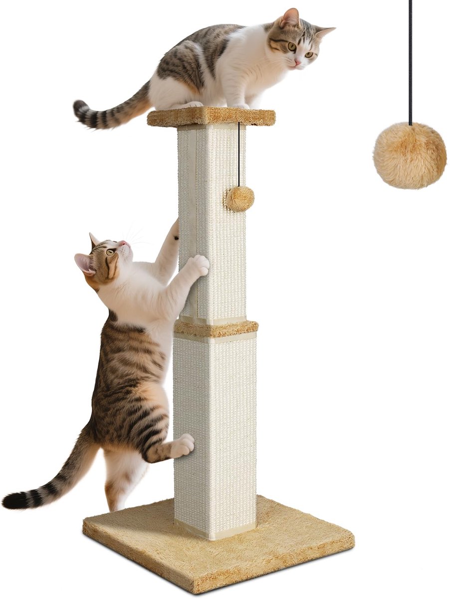 Ibenzoa® 78 cm Hoge Kattenkrabpaal met Sisalstam en Interactieve Pluche Bal voor Binnen