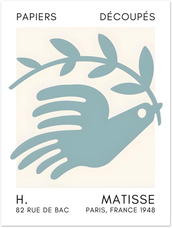 Matisse – Peace dove turquoise poster 30x40 cm