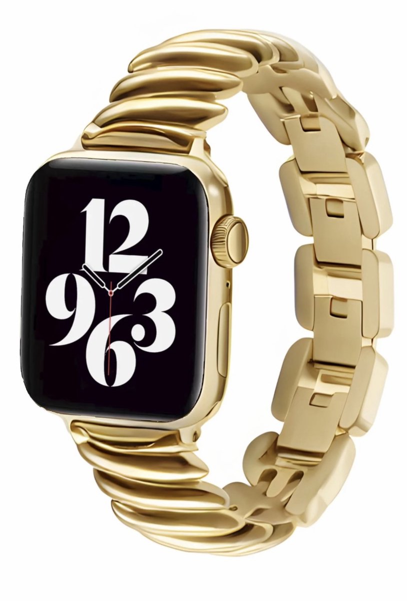 MY PROTECT - Luxe Metalen Swirl Bandje - Geschikt Voor Apple Watch Bandje - Series 1/2/3/4/5/6/7/8/9/10/SE/Ultra - 44mm - 45mm - 46mm - 49mm - Goud