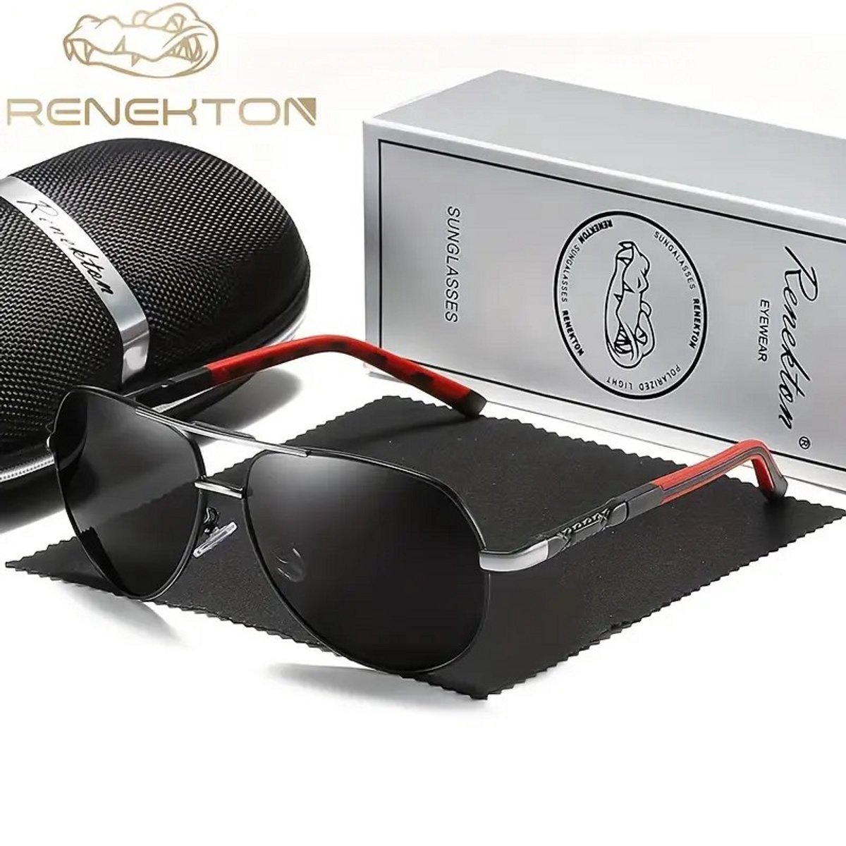 K&R Ventures® Piloten Zonnebril – Gepolariseerd – Unisex Dames & Heren – Zwart Frame & Grijze Glazen – Luxe Cadeaupakket met Etui & Poetsdoekje – UV400 Bescherming – Stijlvolle Aviator Bril