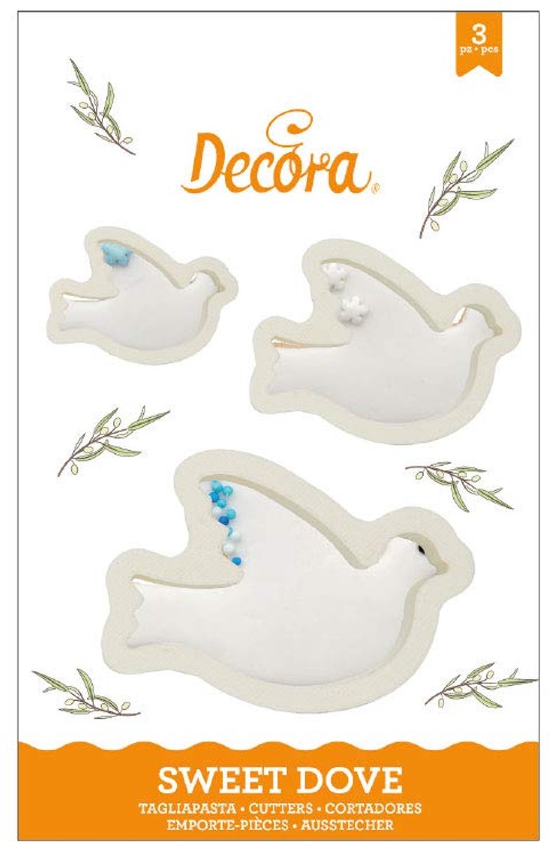 DECORA KIT 3 KUNSTSTOF DUIVENSNIJDERS 0255407 AUSSTECHER AUS Kunststoff Taube 3-TLG, Bianco