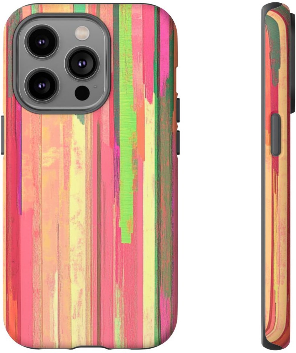 Levendige Verticale Strepen Abstracte Kunst – Telefoonhoesje Geschikt voor iPhone 14 Pro