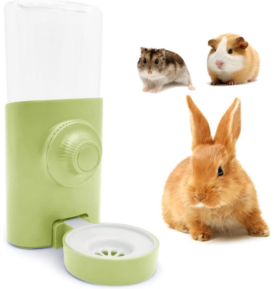 Tovbmup Automatische drinkfontein voor konijn – Groen – 600 ml – Hangende drinkfles voor huisdieren – Konijn, cavia, hamster, chinchilla, fret, kooi, waterfles