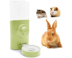TOVBMUP Automatische drinkfontein voor konijn - Groen - 600 ml - Hangende drinkfles voor huisdieren - Konijn, cavia, hamster, chinchilla, fret, kooi, waterfles