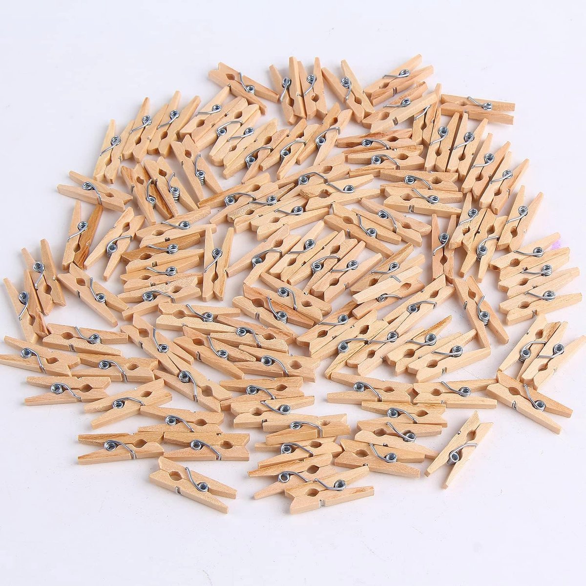 100 stuks wasknijpers - Lichtgewicht en milieuvriendelijk - 25 mm mini houten wasknijpers - Geschikt voor huisdecoratie en foto's