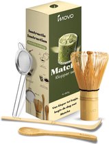 Innovo® Matcha Set 4-delig - Matcha Klopper - Matcha Thee Set - Matcha Houder - Matcha Starterkit - Matcha Whisk Lepel en Scoop - Matcha Accessoires