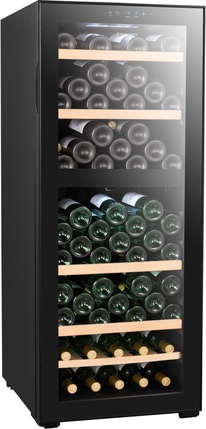 Climadiff CEPAGE108DZ - vrijstaande wijnklimaatkast - 2 temperatuur zones - 108 flessen - slechts 38 dB