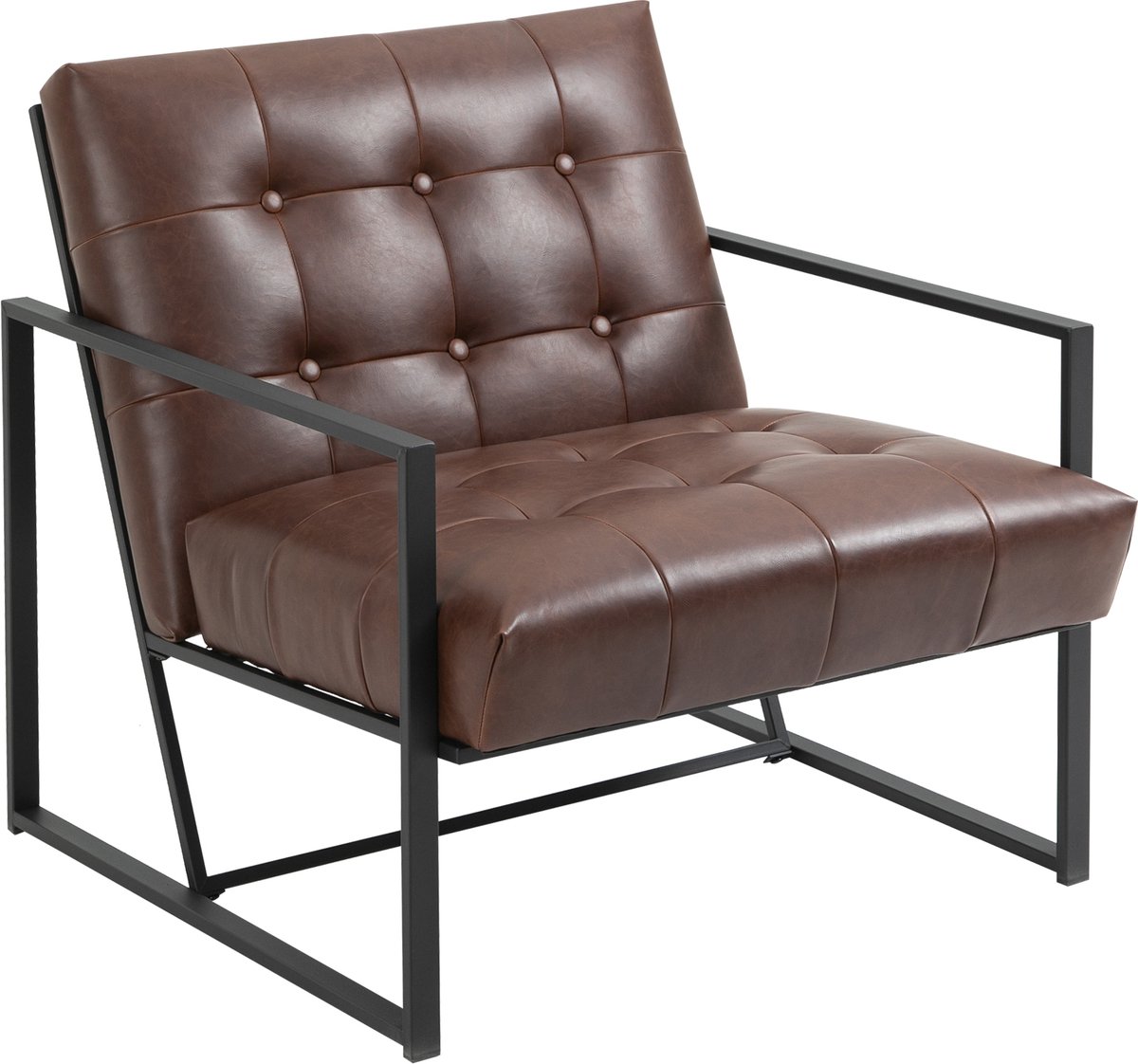 HOMCOM-Accentstoel-kunstleer-75x81x78cm-Bruin