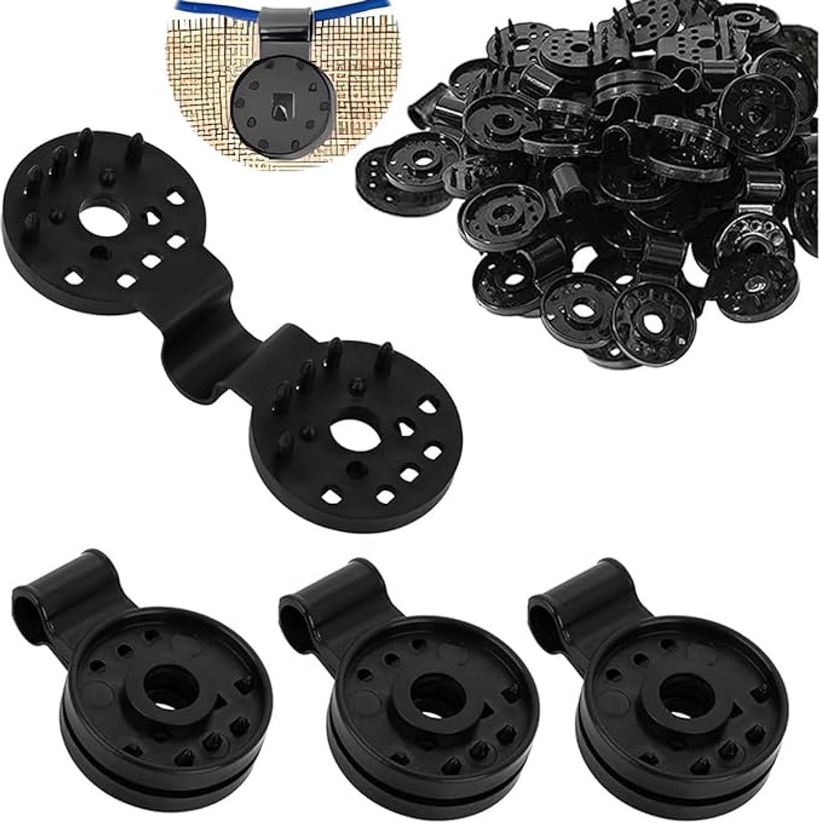 Schaduwdoekclips - 100 stuks - Schaduwdoekclips voor in de tuin - Geschikt voor alle soorten gebreide netten, tuinkasnetten, mulch, zonwerende stoffen - Zwarte schaduwdoekclips van kunststof - Accessoires voor tuingereedschap