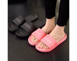 slippers - zomer - slide-slippers - badslippers - strand - indoor/outdoor - slipvast - unisex - effen - maat: 36/37 EU. zwart