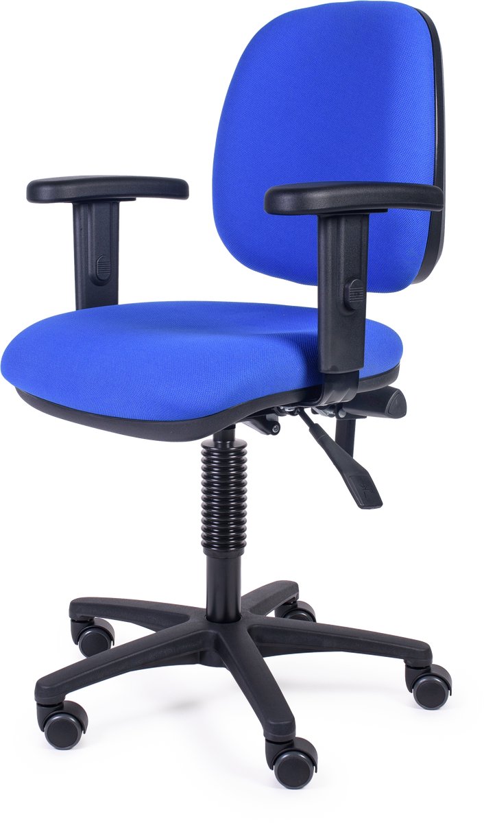 MTM bureaustoel FULA 160-NA - comfortabel - blauwe stof - kunststof armleggers - kunststof kruisvoet - 47/62 cm