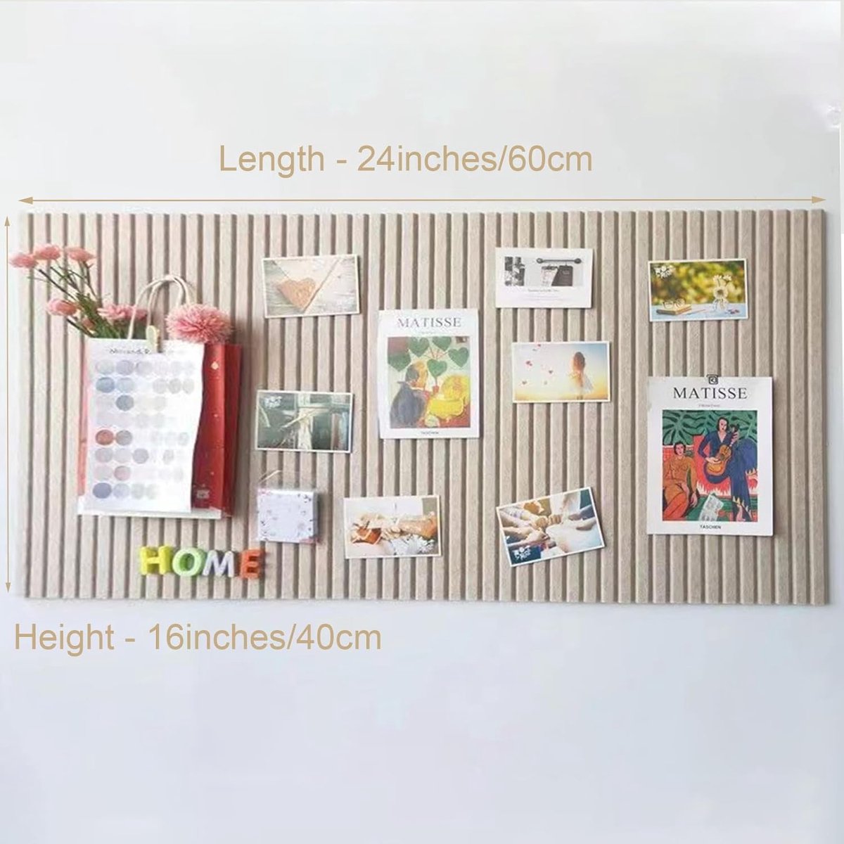 Prikbord van vilt, groot, 40x60cm, prikbord voor kinderkamer, decoratief prikbord van vilt, 0,9cm dik, opvouwbaar prikbord kurkbord met zelfklevende tape, kantoor thuis wanddecoratie (zwart