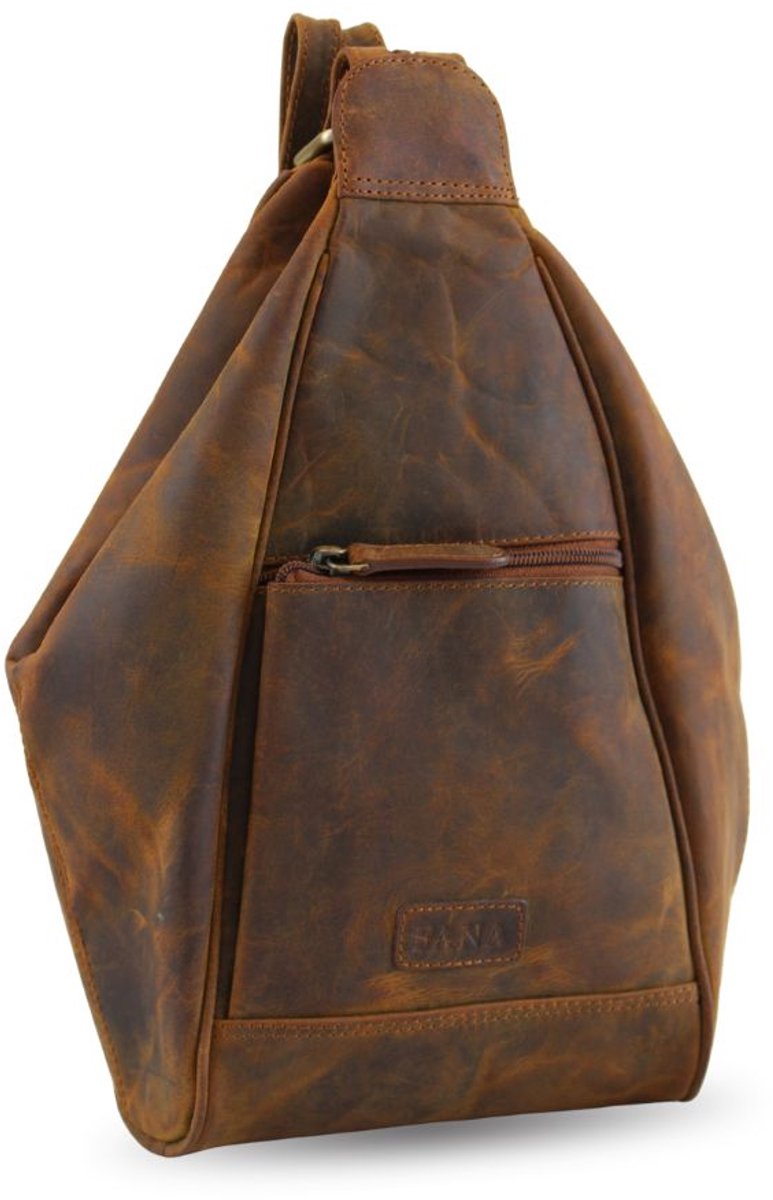 Fana Bags Leren Dames Rugtas Bruin - Buffelleer - Stadsrugzak Leer - Handige Damestas - Kleine Rugtas Vrouwen