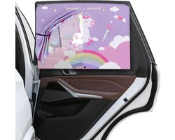 Zonwering voor de auto - baby - 68 x 50 cm - dubbellaags - magnetisch - eenhoorn - zonwering voor kinderen - gordijn voor uv-bescherming - hittebescherming voor kinderen - zijruit - achterruit