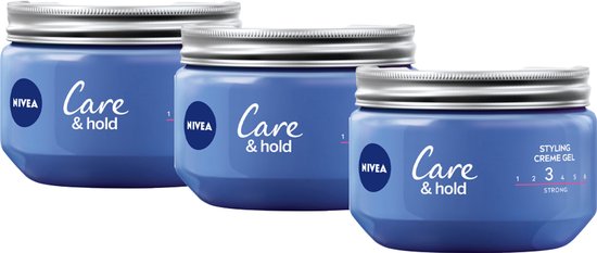 NIVEA Care & Hold Styling Crème Gel - Hairstyling - Haargel - Vitamine B3 - Voordeelverpakking 3 x 150 ml