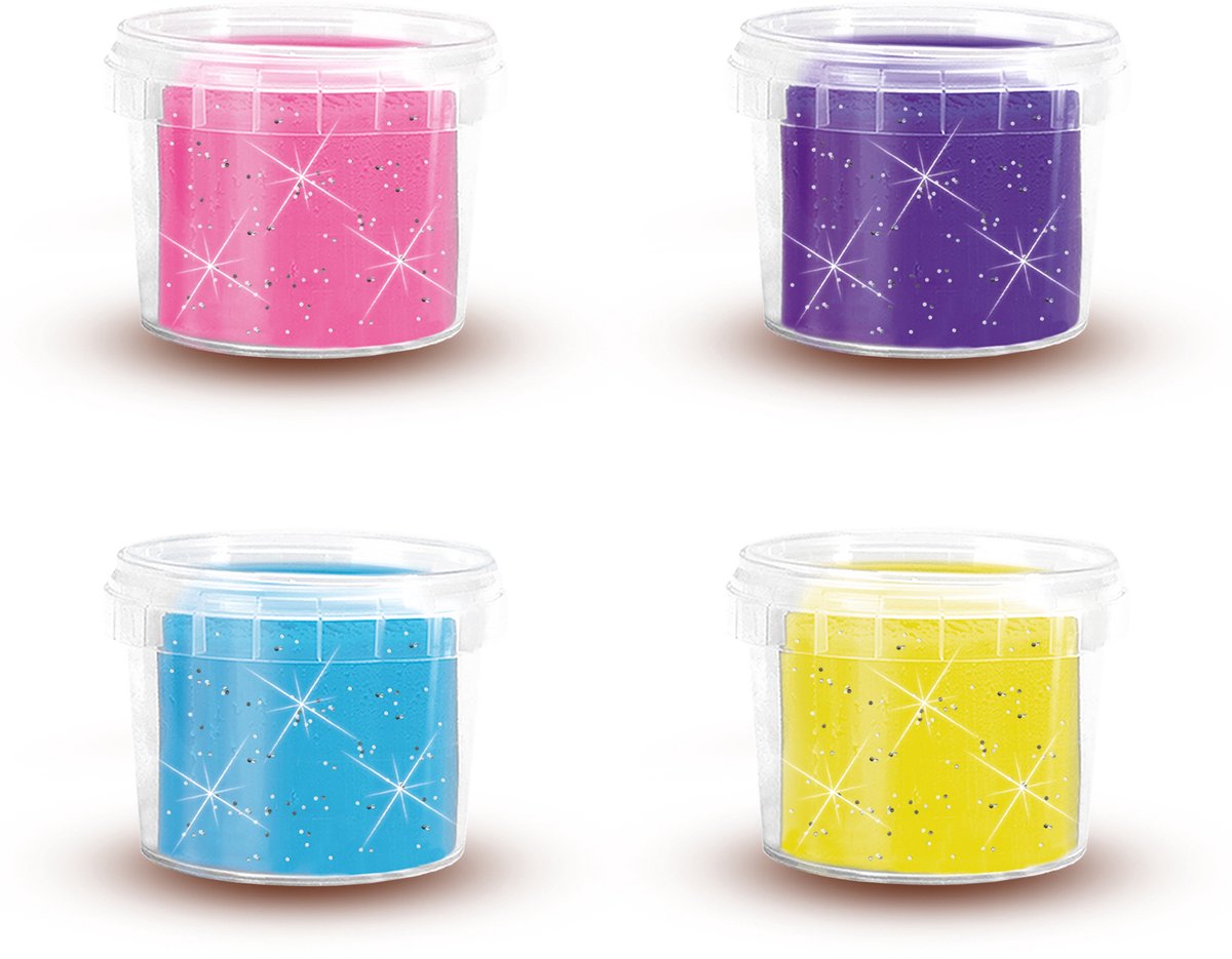 SES Creative - Glitter Klei - Glitter Kleuren (4x90g) - Vegan en Glutenvrij - Herbruikbaar - Uitwasbaar - Vanaf 2 jaar — afbeelding 2