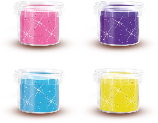 SES Creative - Glitter Klei - Glitter Kleuren (4x90g) - Vegan en Glutenvrij - Herbruikbaar - Uitwasbaar - Vanaf 2 jaar