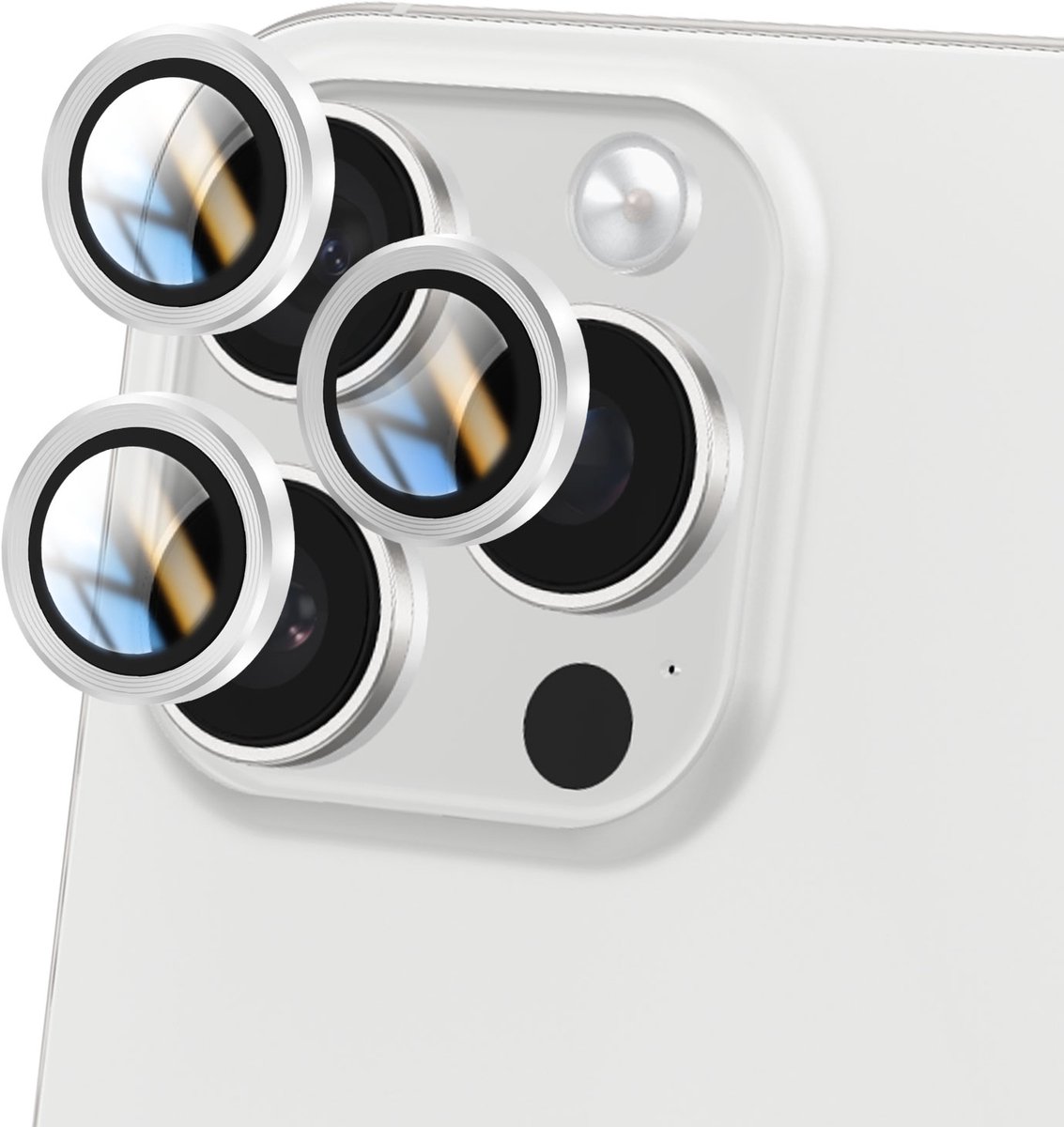 Avizar Cameraglas Geschikt voor Apple iPhone 16 Pro hardheid 9H anti-kras, Zilveren
