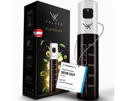 VALUXE® Olieverstuiver voor bakolie en azijn met UV-beschermend glas en sproeifilter - RVS olieverstuiverfles in sneeuwwit - Precieze olijfolieverstuiver, olieverstuiver, olieverstuiver