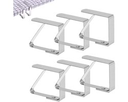 Jinpojun tafelkleedklemmen (6 stuks), tafelkleedklemmen van roestvrij staal, tafelkleedklemmen voor buitengebruik, tafelkleedklemmen voor tuintafels van 0-5,5 cm dik
