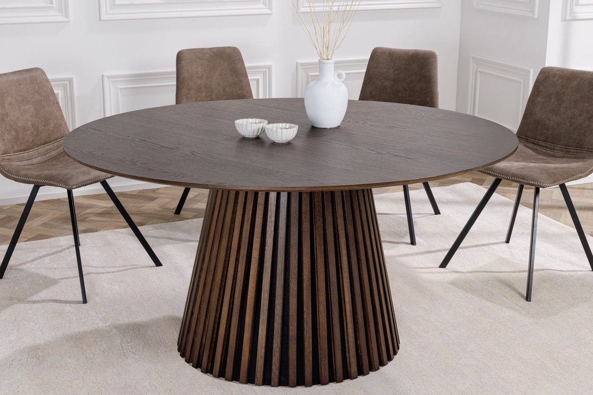 Invicta Interior Ronde eettafel VALHALLA WOOD 120cm gerookt eiken kolomvoet 43434