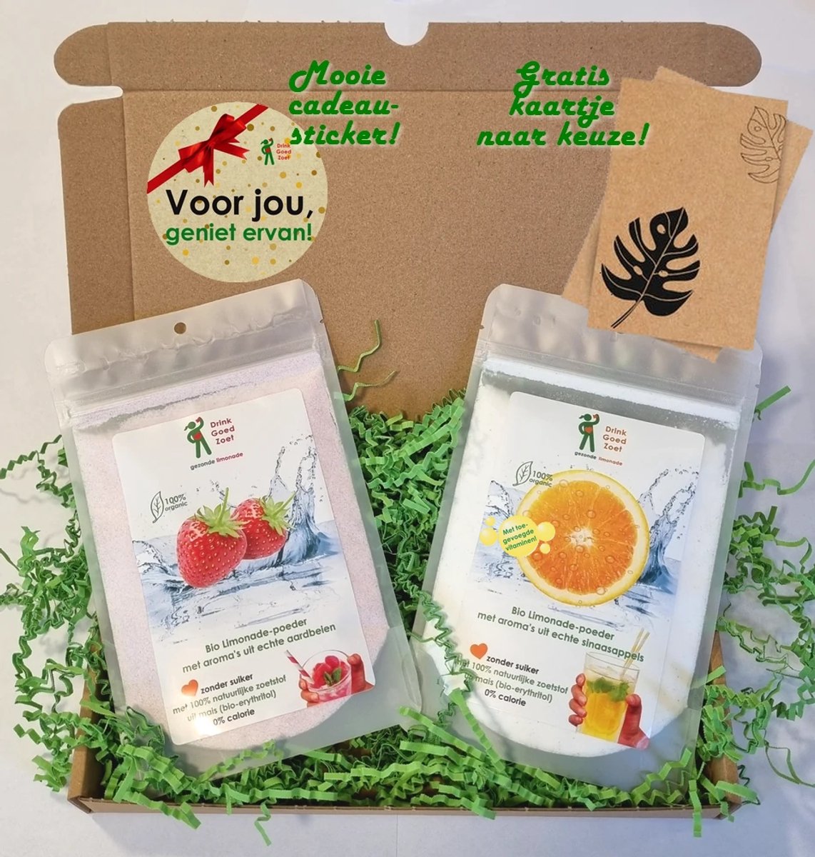Gezonde Limonade cadeaupakket - Drink Goed Zoet - Gezond cadeau pakket - biologisch - suikervrij - poeder limonade - zonder kunstmatige zoetstoffen